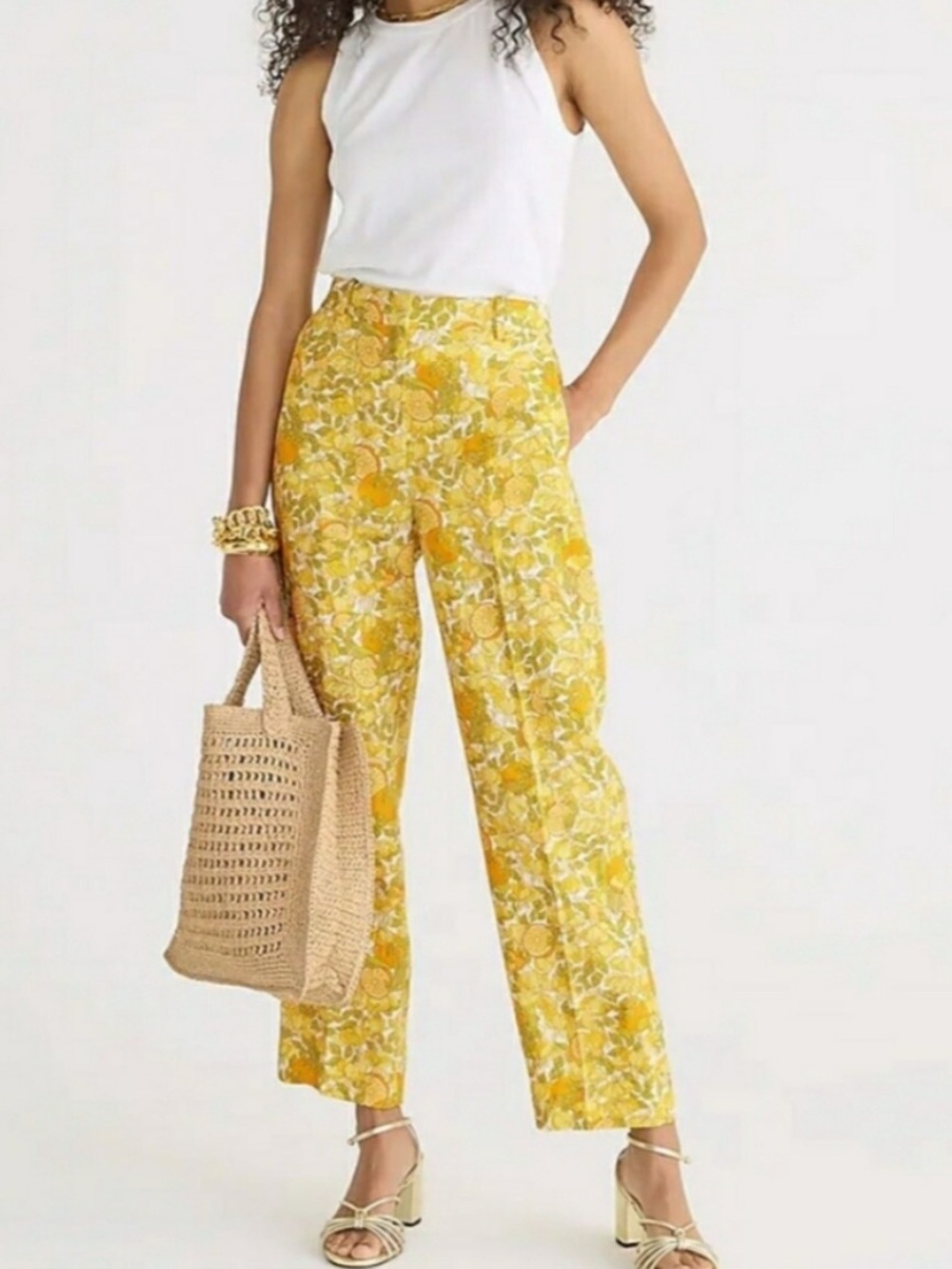 J.Crew Ingrid linen pant in limone print